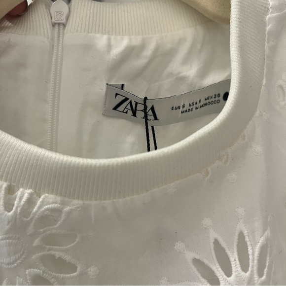 Zara White Embroidered Top- Size S; New with Tags - Picture 7 of 8